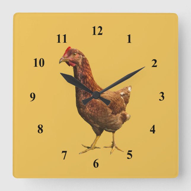 Rhode Island Red Hen Chicken Wall Clock (Front)
