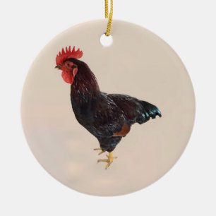 Rhode Island Red Rooster Ceramic Ornament