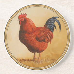 Rhode Island Red Rooster Chicken Coaster