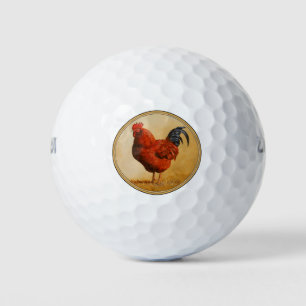 Rhode Island Red Rooster Chicken Golf Balls