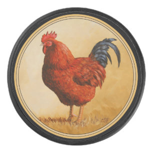Rhode Island Red Rooster Chicken Hockey Puck
