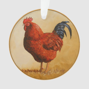Rhode Island Red Rooster Chicken Ornament