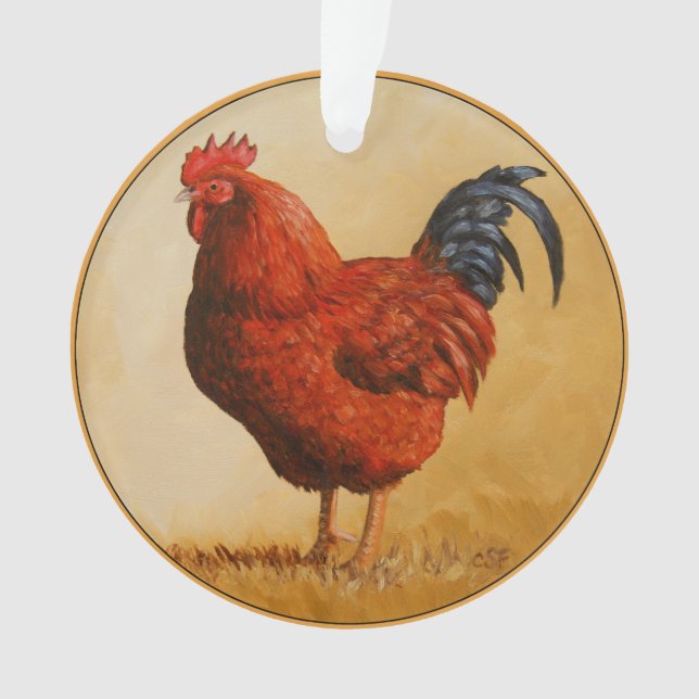 Rhode Island Red Rooster Chicken Ornament (Front)