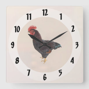 Rhode Island Red Rooster Square Wall Clock
