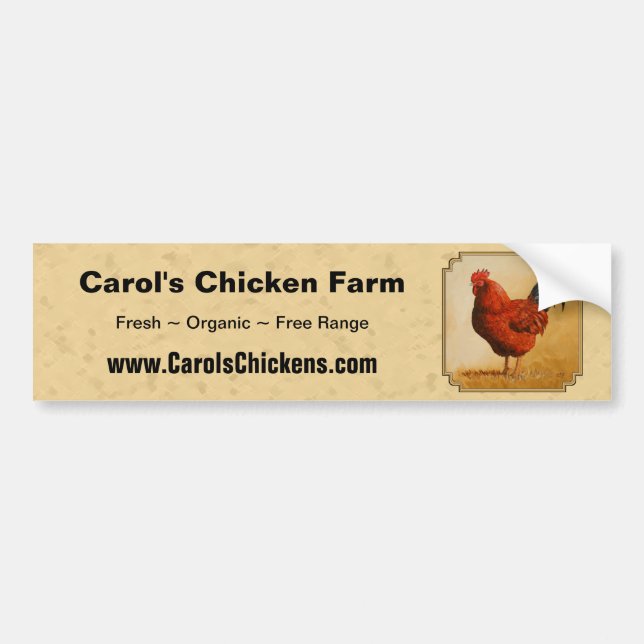 Rhode Island Red Rooster Yellow Background Bumper Sticker (Front)