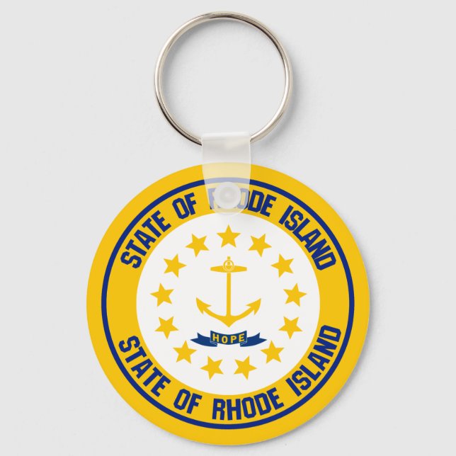 Rhode Island Round Emblem Key Ring (Front)