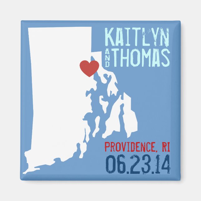 Rhode Island Save the Date - Customisable City Magnet (Front)