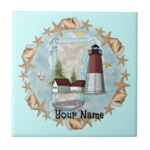 Rhode Island Shells Lighthouse Tile