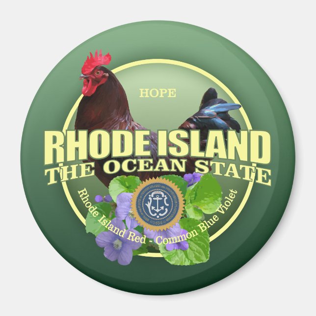 Rhode Island State Bird & Flower Magnet (Front)