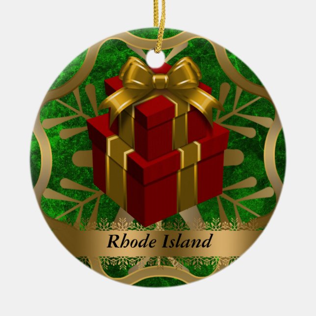 Rhode Island State Christmas Ornament (Front)