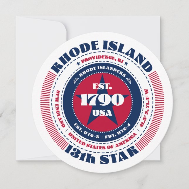 Rhode Island State Circular Typography Flat Card (Front)