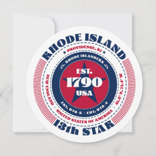 Rhode Island State Circular Typography Flat Card