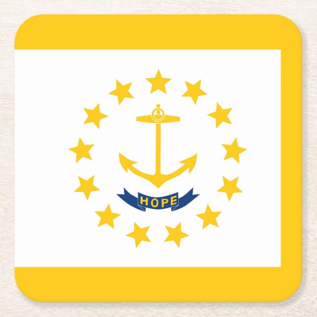 Rhode Island State Flag Design Square Paper Coaster (Front)