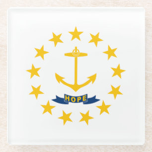 Rhode Island State Flag Glass Coaster