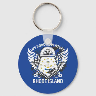 Rhode Island State Flag Off Road Adventure 4x4 Key Ring