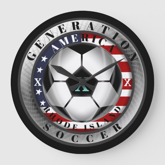Rhode Island State Generation X American Soccer Large Clock (Front)