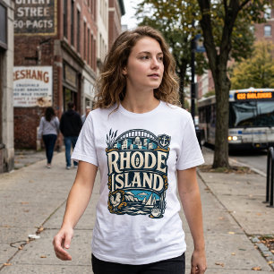 Rhode Island State Heritage Coastal Sailing Art T-Shirt