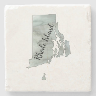 Rhode Island State Illustration Stone Coaster