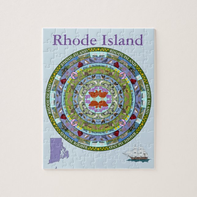 Rhode Island State Mandala Puzzle (Vertical)