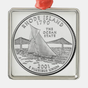 Rhode Island State Quarter Metal Ornament