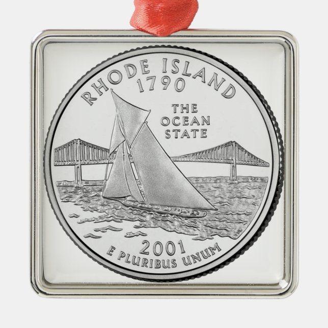 Rhode Island State Quarter Metal Ornament (Front)