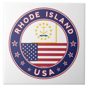 Rhode Island sticker, phone case, tote bag Ceramic Tile