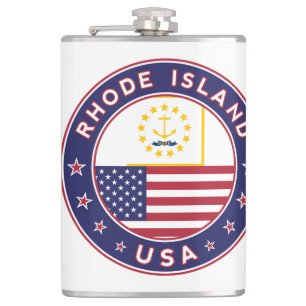Rhode Island sticker, phone case, tote bag Hip Flask
