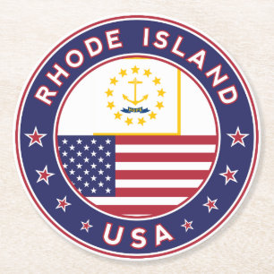 Rhode Island sticker, phone case, tote bag Round Paper Coaster