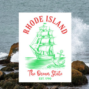 Rhode Island Travel Nautical Ocean State Est. 1790 Postcard