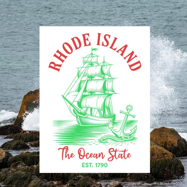 Rhode Island Travel Nautical Ocean State Est. 1790 Postcard (Rhode Island)