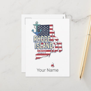 Rhode Island United States Retro State Map Vintage Holiday Postcard