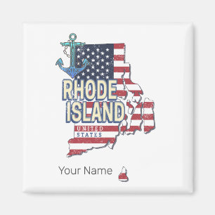 Rhode Island United States Retro State Map Vintage Magnet