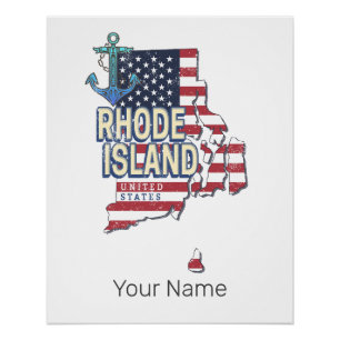 Rhode Island United States Retro State Map Vintage Poster
