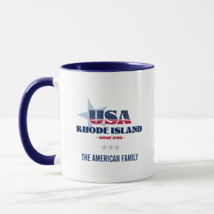 Rhode Island USA 1790 Blue Star Personalised Mug