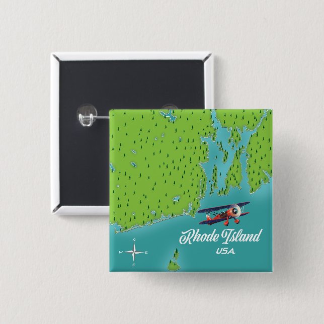 Rhode Island USA map 15 Cm Square Badge (Front & Back)