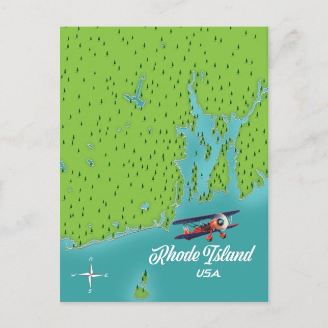 Rhode Island USA map Postcard (Front)