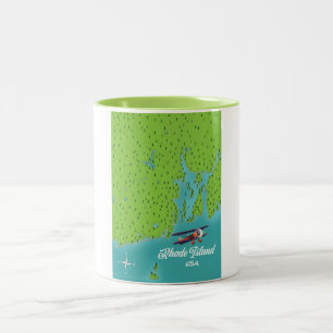 Rhode Island USA map Two-Tone Coffee Mug