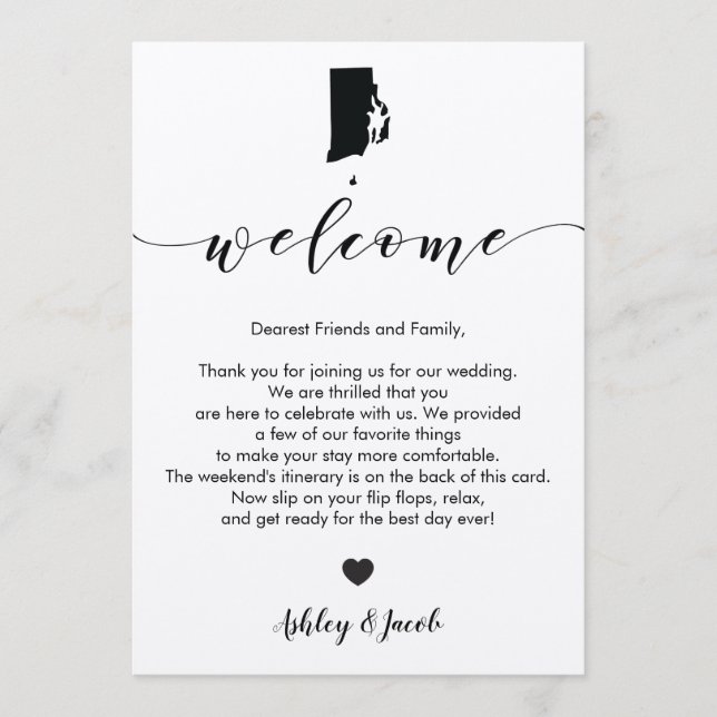 Rhode Island Wedding Welcome Letter & Itinerary Program (Front)