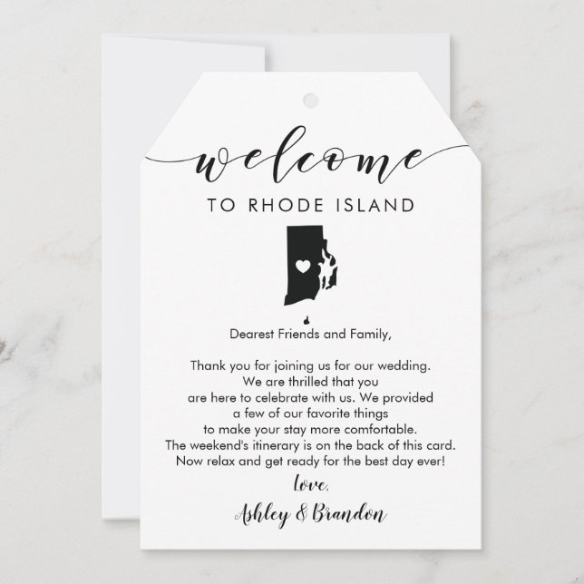 Rhode Island Wedding Welcome Tag Letter Itinerary (Front)