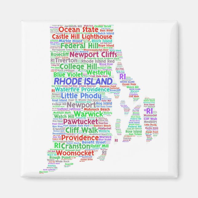 Rhode Island Word Cloud Magnet (Front)