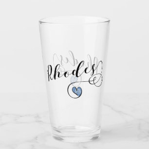 Rhodes Flag In Heart, Greece Glass