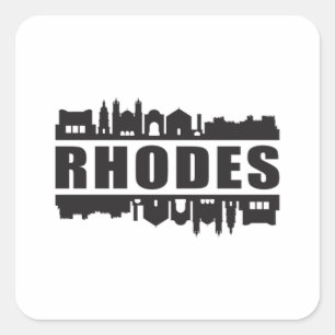 Rhodes Greece City Skyline Cityscape Trip Gift Square Sticker