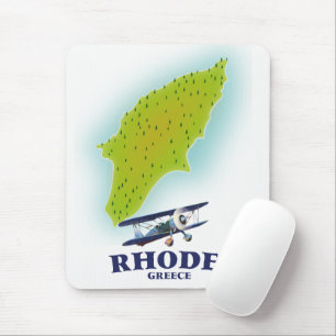Rhodes, Greece island map travel poster. Mouse Pad