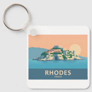 Rhodes Greece Pastel Travel - Mediaeval Old Town Key Ring
