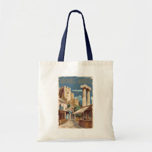 Rhodes Greece Ruins Travel Art Vintage Tote Bag