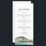 RHODES Greece Skyline Watercolor Wedding Menu Card<br><div class="desc">This menu features a watercolor painting of the Rhodes,  Greece coastline paired with a simple font combination. This menu is perfect for your destination or adventure themed wedding or event.</div>