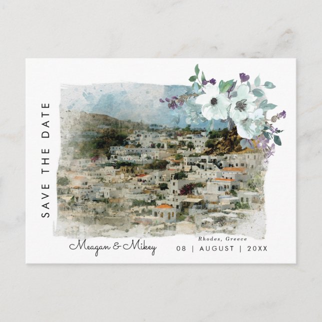 Rhodes Greece summer save the date Postcard (Front)