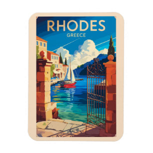 Rhodes Greece Travel Art Vintage Magnet