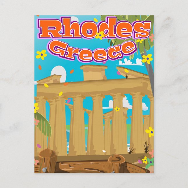 Rhodes Greece Travel poster. Postcard (Front)