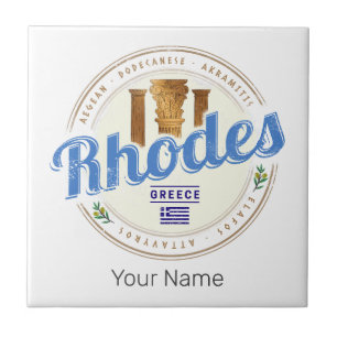 Rhodes Greece Vintage Island Aegean Souvenir Ceramic Tile